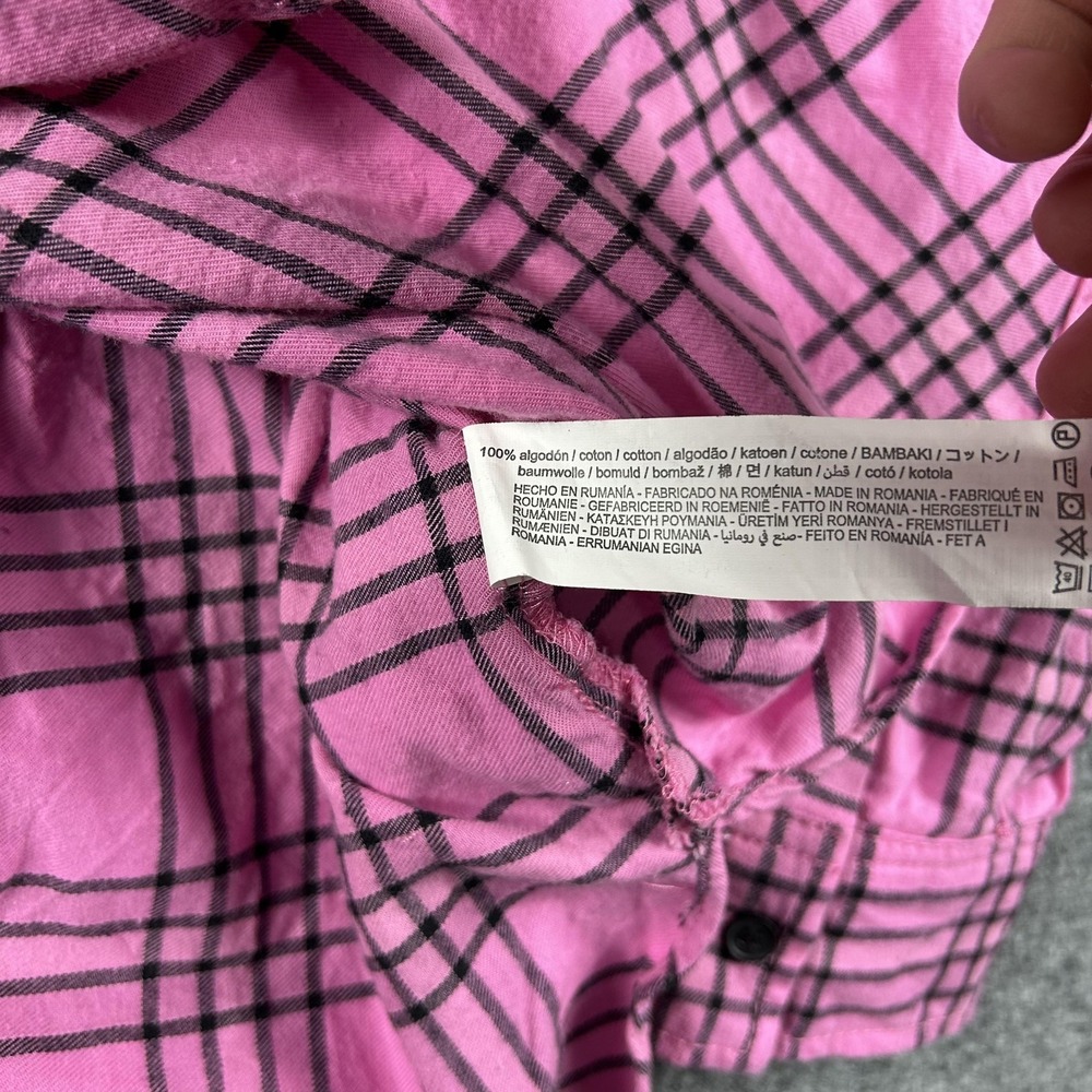 Zara Shirt Womens Small Pink Plaid‎ Flannel Button Front Long Sleeve Casual - Picture 5 of 8